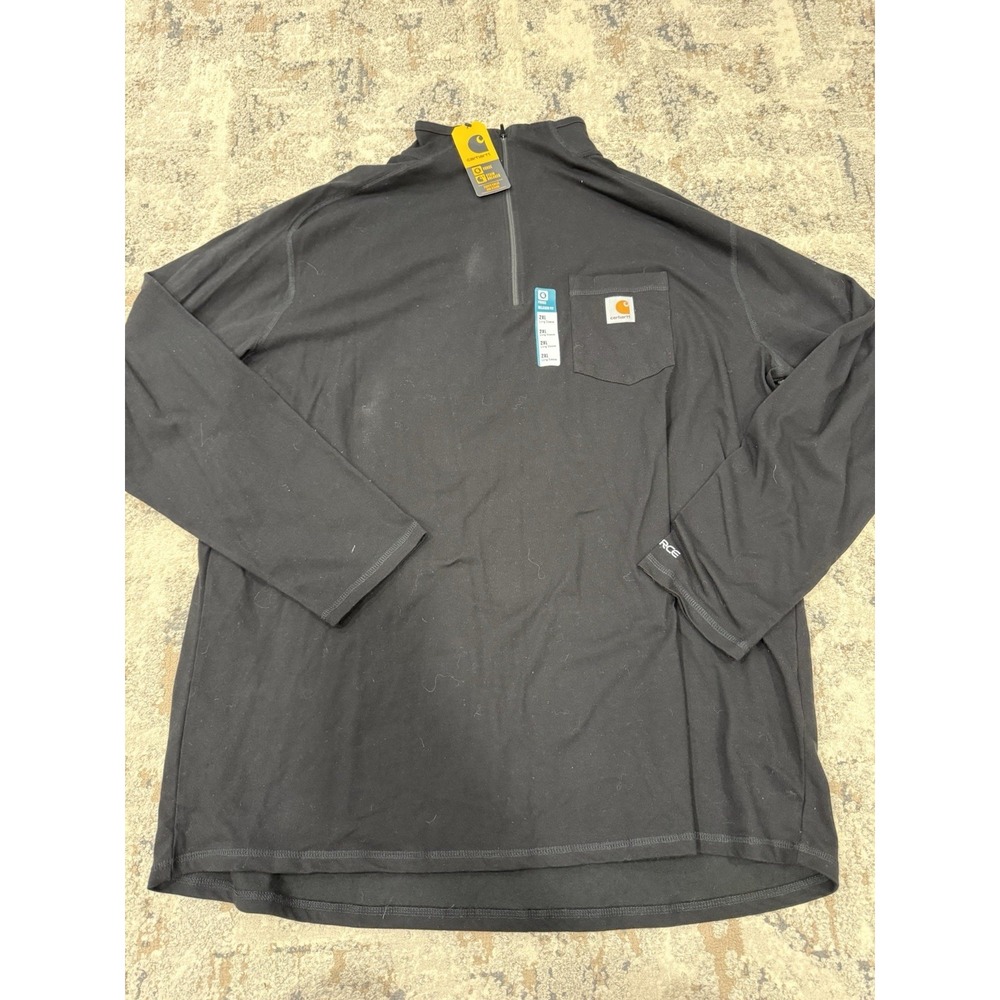 Carhartt Force Relaxed Fit Midweight Long Sleeve 1/4 Zip Mock Neck Black 2XL NWT